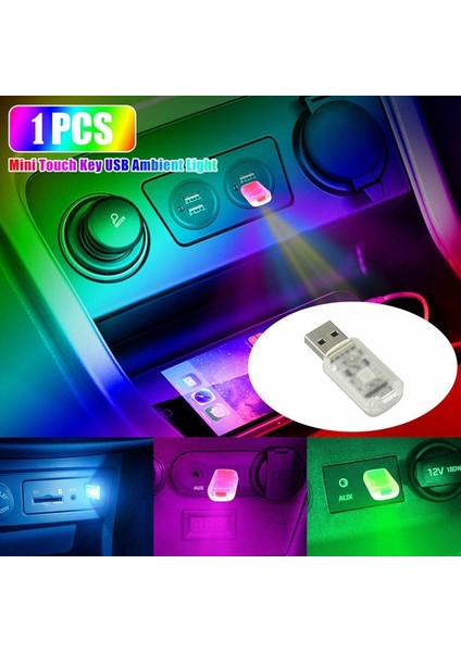 1 Adet Bir Araba USB Ortam Işığı Mini LED Mood Lambası Neon Atmosfer Lambası Renkli Evrensel Iç Ampul Tatil Partisi Karaoke Dekor Işık (Yurt Dışından)