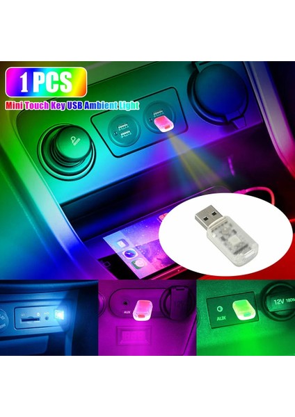 1 Adet Bir Araba USB Ortam Işığı Mini LED Mood Lambası Neon Atmosfer Lambası Renkli Evrensel Iç Ampul Tatil Partisi Karaoke Dekor Işık (Yurt Dışından)
