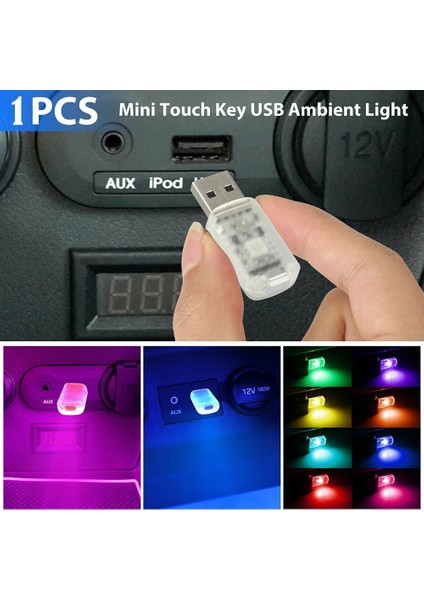 1 Adet Bir Araba USB Ortam Işığı Mini LED Mood Lambası Neon Atmosfer Lambası Renkli Evrensel Iç Ampul Tatil Partisi Karaoke Dekor Işık (Yurt Dışından)