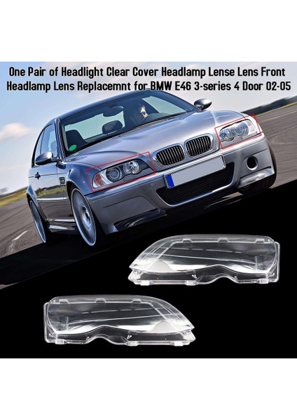Sol Stil 1 Çift Araba Far Lens Cam Abajur Kapak Abajur Kabuk Oto Araba Aksesuarları Temizle Bmw E46 3 Serisi 4 Kapı (Yurt Dışından) fiyatları