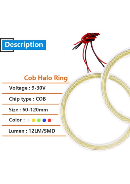 110 mm Tarzı 120MM 2 Adet Halo Yüzük Cob Angel Eyes Araba Motosiklet Far LED Gündüz Çalışan Işık (Yurt Dışından) modelleri