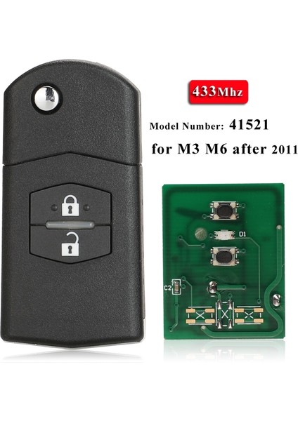 Md3 41521 Stili Çipsiz Jingyuqin 2 Düğme Uzaktan Fob Çevirme Araba Anahtarı 315MHZ Mhz 4D63 Mazda 3 M3 Axela 6 M6 Atenza (Yurt Dışından)