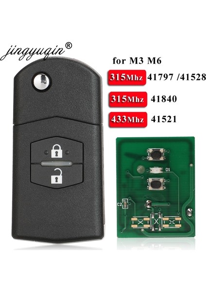 Md3 41521 Stili Çipsiz Jingyuqin 2 Düğme Uzaktan Fob Çevirme Araba Anahtarı 315MHZ Mhz 4D63 Mazda 3 M3 Axela 6 M6 Atenza (Yurt Dışından)