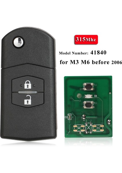 Md2 41840 Stili 4D63 Çip ile Jingyuqin 2 Düğme Uzaktan Fob Çevirme Araba Anahtarı 315MHZ Mhz 4D63 Mazda 3 M3 Axela 6 M6 Atenza (Yurt Dışından)