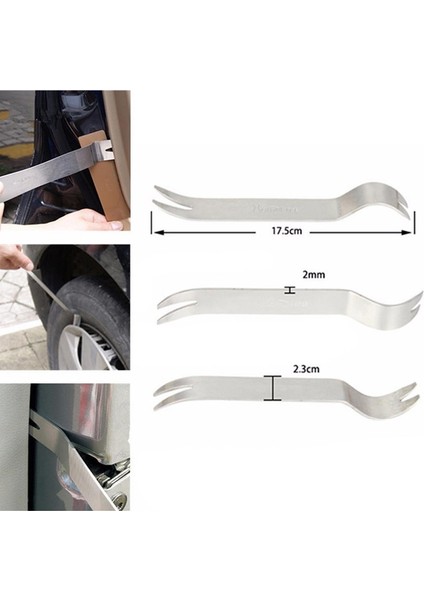 18CM Kit Trim Kapı Klipsi Paneli Dashboard Ses Radyo Iç Onarım Temizleme Aracı Metal Gümüş Renk Araba Temizleme Gözetleme Aracı (Yurt Dışından)