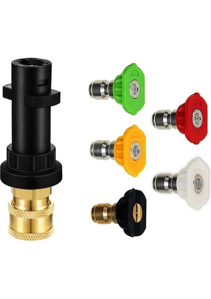 C05 Adaptör 5 Nozul Stili 9'lu Paket Basınçlı Yıkama Memesi Püskürtme Uçları Tam Set Turbo Nozul I Nozul Uçları Seti, Parkside Karcher Için Nozul Tutuculu (Yurt Dışından)