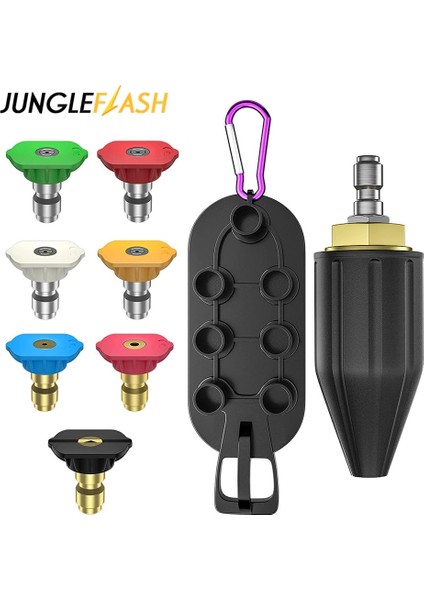 C05 Adaptör 5 Nozul Stili 9'lu Paket Basınçlı Yıkama Memesi Püskürtme Uçları Tam Set Turbo Nozul I Nozul Uçları Seti, Parkside Karcher Için Nozul Tutuculu (Yurt Dışından)