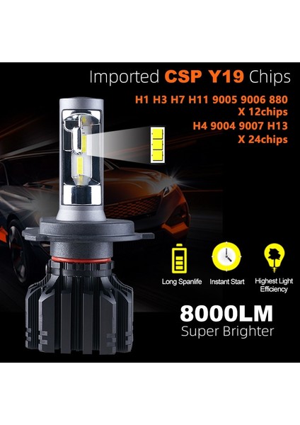 50W 8000LM Tarzı 8000K Bageled Ar Far H4 H7 LED 3000K 4300K ​​6500K 8000K H1 H3 H8 H9 H Hb3 Hb LED Ampul Otomatik Sis Lambası (Yurt Dışından)