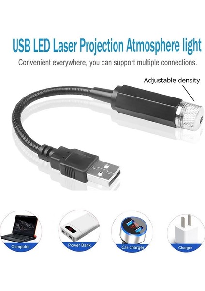 Mavi Arabada Yıldızlı Gökyüzü Tavan Arka Işık Galaxy Star Projektör LED Araba Işıkları Iç Gökyüzü Işık Galaxy Işık Projektör USB LED Işık (Yurt Dışından) modelleri
