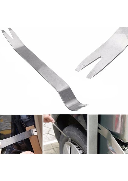 18CM Kit Trim Kapı Klipsi Paneli Dashboard Ses Radyo Iç Onarım Temizleme Aracı Metal Gümüş Renk Araba Temizleme Gözetleme Aracı (Yurt Dışından)
