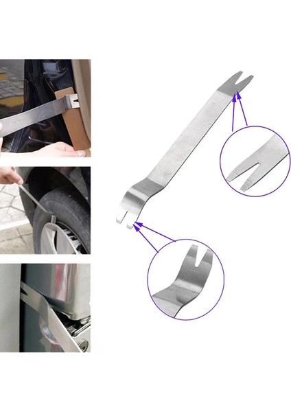 18CM Kit Trim Kapı Klipsi Paneli Dashboard Ses Radyo Iç Onarım Temizleme Aracı Metal Gümüş Renk Araba Temizleme Gözetleme Aracı (Yurt Dışından)