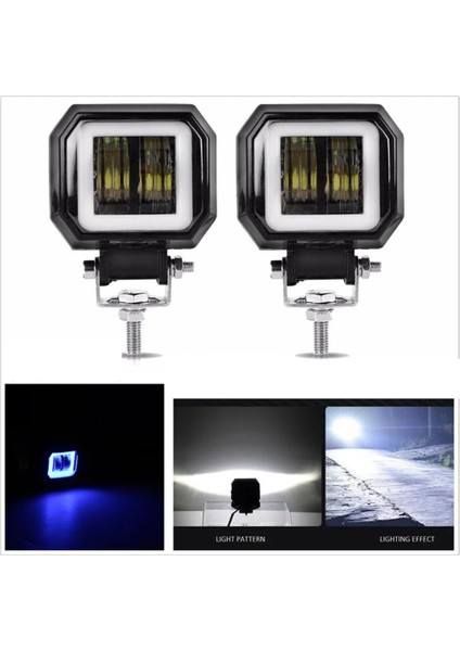 Xiyu Shop 1xkırmızı Stil 3ıw LED Çalışma Işıkları Su Geçirmez Kare Angel Eyes Sürüş Bölmeleri Offroad Araba Tekne LED Bar Işık Atv 6500K (Yurt Dışından)