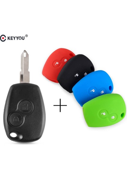 Silikon Kılıf 3 Stili ile Keyyou 2 Düğme Araba Uzaktan Anahtar Kutu Kabuk Fob Renault Duster Clio Dacıa 3 Twingo Logan Sandero Modus NE72 Kesilmemiş Bıçak (Yurt Dışından)