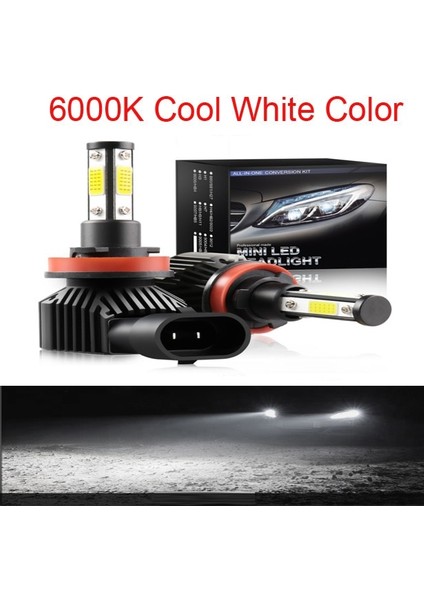 H8 Stili 6000K 4yan Des LED Mını Araba Far Lambası H11 Ampuller H7 H8 H9 Farlar Kiti Hb Hbk Sis Farı 12V LED Lamba Lm (Yurt Dışından)