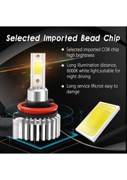 H8 Stili 6000K 4yan Des LED Mını Araba Far Lambası H11 Ampuller H7 H8 H9 Farlar Kiti Hb Hbk Sis Farı 12V LED Lamba Lm (Yurt Dışından) fırsatları