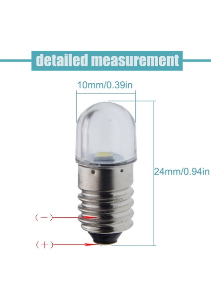 12V Dc Stili Beyaz 4 Adet E10 3V 6V 12V 24V Beyaz LED Ampul Minyatür Vida Yükseltme Lambası Değiştirme El Feneri Torch Bisiklet Dıy Çalışma Mini Işık (Yurt Dışından)