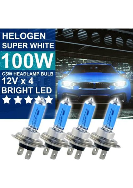 Ar Farlar H7 100W Xenon Hid Süper Beyaz Efekt Görünümlü Far 6000K Lambalar Ampuller 100W 12V (Yurt Dışından)