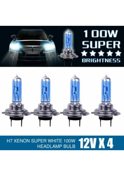 Ar Farlar H7 100W Xenon Hid Süper Beyaz Efekt Görünümlü Far 6000K Lambalar Ampuller 100W 12V (Yurt Dışından)