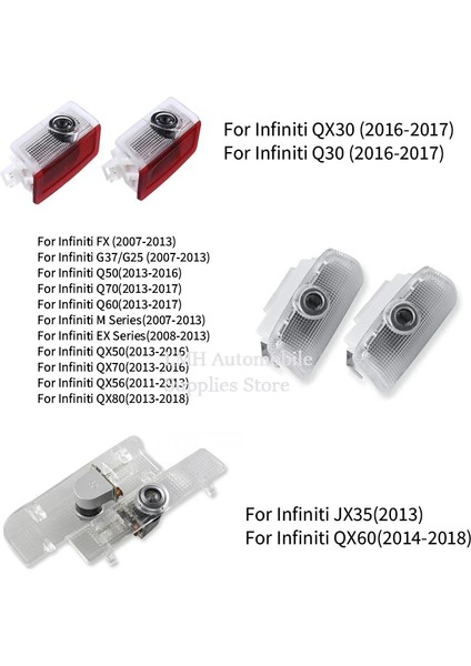 Desen 11 Stili Desen 4 LED Araba Kapısı Karşılama Işığı Gölge Lambası Infiniti Qx Q30 G37G25 Q Mex Serisi JX35 Lazer Projektör (Yurt Dışından)