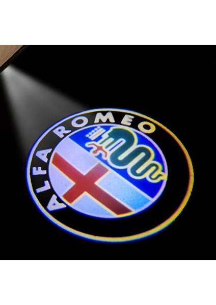 No.4 Boyutu 2 Adet Yeni Moda LED Araba Kapısı Karşılama Işığı Logo Projektör Alfa Romeo Giulia Giulietta Mito Stelvio Brera Için (Yurt Dışından)