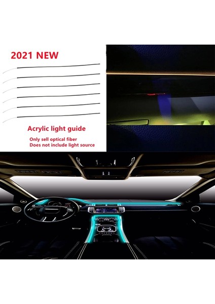 2 Adet 100CM Akrilik Oto Iç Dekoratif Atmosfer Lambası Akrilik Optik Fiber Işıklar Rgb Ortam Işığı 12V Çakmak ile Ses Kontrolü (Yurt Dışından)