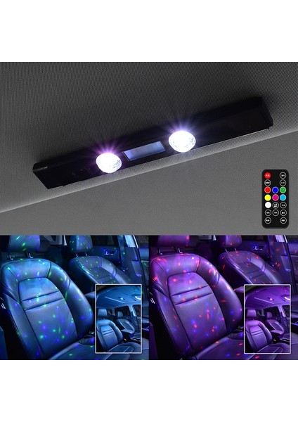 Uzaktan Kumandalı Araba Atmosfer Işıkları Uzaktan Kumandalı 5 Modlu Ortam Lambası Otomatik Ev Için Çok Renkli Taşınabilir Dekoratif Işık USB Şarj Edilebilir (Yurt Dışından)
