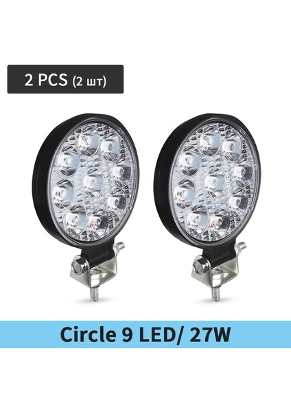 27W 2 Adet Tarzı Araba LED Çalışma Işığı Md 27 Watt 48 Watt Dc Volt Parlak Sel Spotları Kamyon 4x4 4WD (Yurt Dışından)