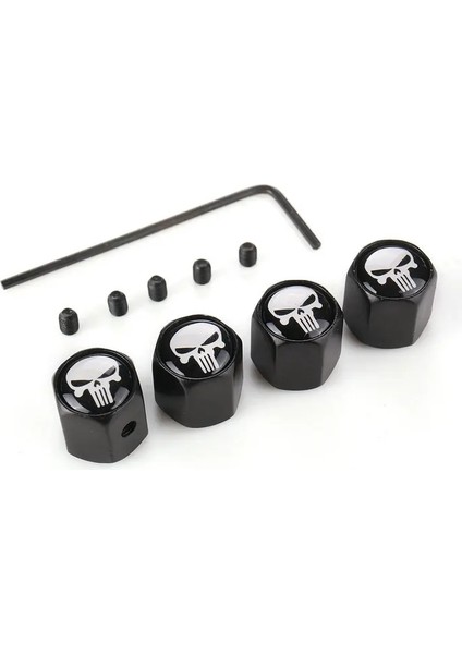 Siyah Stil Yawlooc Hot Anti Theft Punisher Kafatası Amblemi Araba Tekerlek Lastik Vana Kapağı Kök Hava Kapağı Araba Styling Kamyon Araba Motosiklet Aksesuarları (Yurt Dışından)