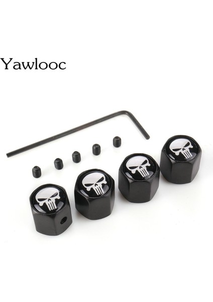 Siyah Stil Yawlooc Hot Anti Theft Punisher Kafatası Amblemi Araba Tekerlek Lastik Vana Kapağı Kök Hava Kapağı Araba Styling Kamyon Araba Motosiklet Aksesuarları (Yurt Dışından) fiyatları