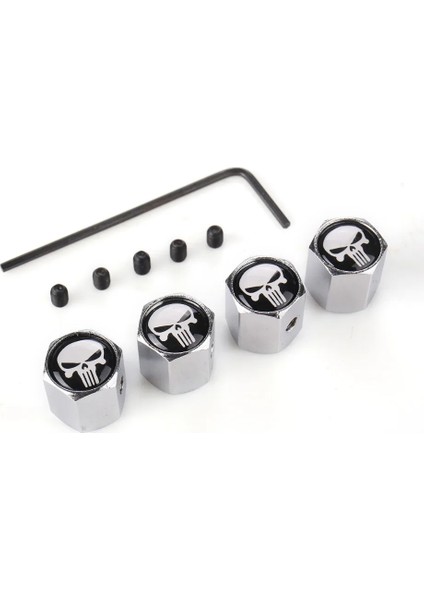 Siyah Stil Yawlooc Hot Anti Theft Punisher Kafatası Amblemi Araba Tekerlek Lastik Vana Kapağı Kök Hava Kapağı Araba Styling Kamyon Araba Motosiklet Aksesuarları (Yurt Dışından) modelleri