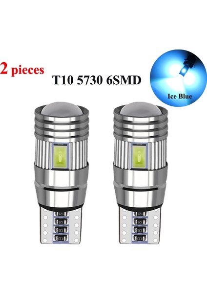 2 Adet Buz Mavisi Ar LED Ampul T10 W5W LED Işık Canbus No Ev Md 6500K Beyaz Oto Iç Kubbe Ampul Kama Yan Gövde Lambaları (Yurt Dışından)