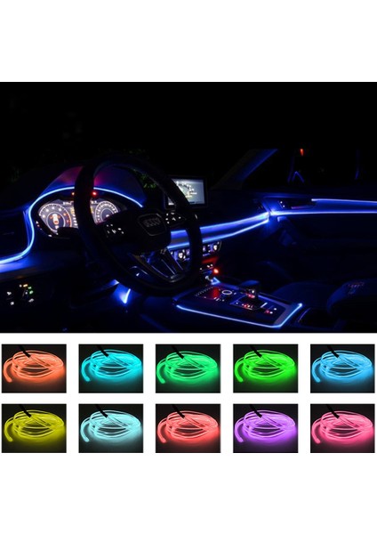 2 Metre Tarzı Buz Mavisi Araba LED Şerit Iç Atmosfer Işıkları Ortam Neon El Soğuk Tel Işıklar USB Araba Ürünleri Dekorasyon Montaj Lambaları Aksesuarlar (Yurt Dışından)