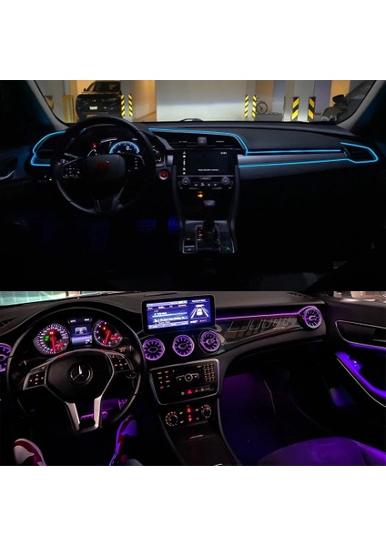 2 Metre Tarzı Buz Mavisi Araba LED Şerit Iç Atmosfer Işıkları Ortam Neon El Soğuk Tel Işıklar USB Araba Ürünleri Dekorasyon Montaj Lambaları Aksesuarlar (Yurt Dışından)