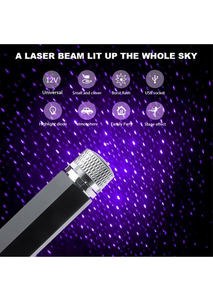 3 Parça Mini LED Araba Çatı Yıldız Gece Lambası Projektör Atmosfer Galaxy Lamba USB Dekoratif Lamba Ayarlanabilir Araba Iç Dekor Işık (Yurt Dışından)