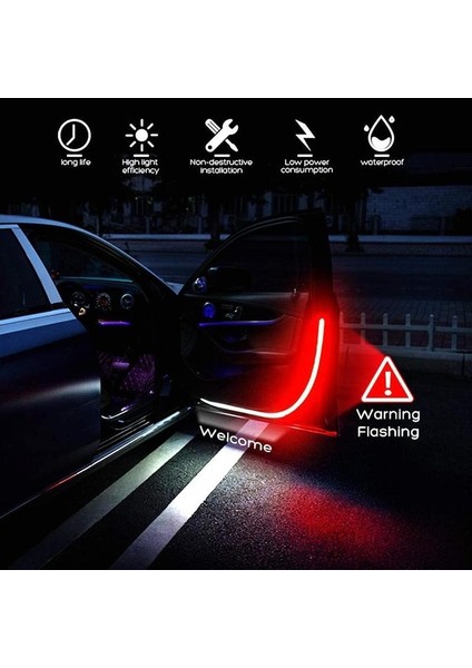 3000K Altın 1.2m Araba Kapısı Akış Işığı Evrensel LED Şerit Strobe Yanıp Sönen Işıklar Açılış Uyarı Led'i Ortam Lambası Otomatik (Yurt Dışından)