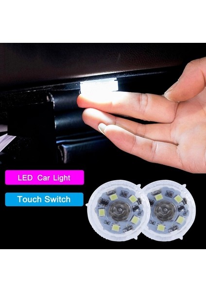 Buz Mavisi Işık Araba Mini LED Dokunmatik Anahtar Işığı Otomatik Kablosuz Ortam Lambası Taşınabilir Gece Okuma Işığı Araba Çatı Ampul Araba Iç Işık (Yurt Dışından) fiyatları