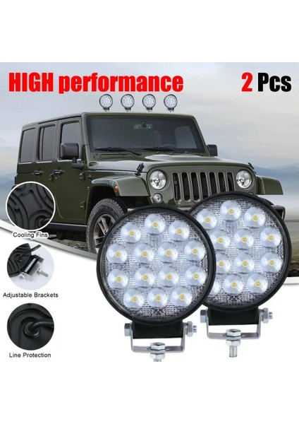 LED 24V Kamyon Tarzı 2 Adet Çalışma Işığı Yuvarlak 140W LED Çalışma Işığı Spot Lamba Offroad Kamyon Mtz Focos LED 12V Traktör Tekne 24V 9000LM Spot Işın Lambası (Yurt Dışından)