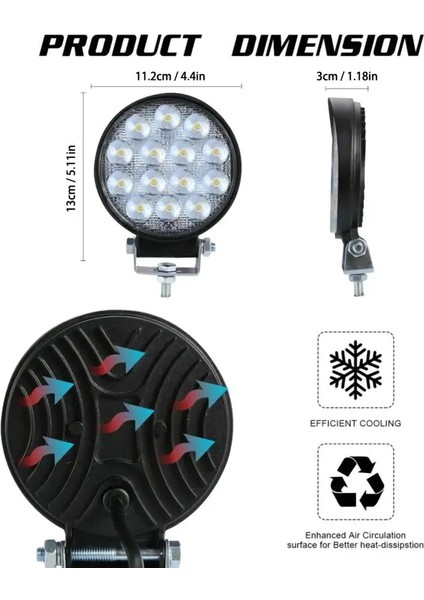 LED 24V Kamyon Tarzı 2 Adet Çalışma Işığı Yuvarlak 140W LED Çalışma Işığı Spot Lamba Offroad Kamyon Mtz Focos LED 12V Traktör Tekne 24V 9000LM Spot Işın Lambası (Yurt Dışından)