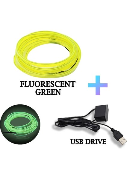 3m Tarzı Floresan G-Usb Sıcak Satış Araba Iç Aydınlatma LED Şerit Dekorasyon Garland Tel Halat Tüp Hattı USB Sürücülü Esnek Neon Işık (Yurt Dışından)