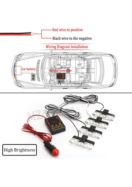 Mavi 4*3 LED Strobe Polis Işıkları Araba Acil Izgara Uyarı Lambası 12V Araba Motosiklet Itfaiyeci Ambulans Flaşör Fso El Feneri (Yurt Dışından) fırsatları