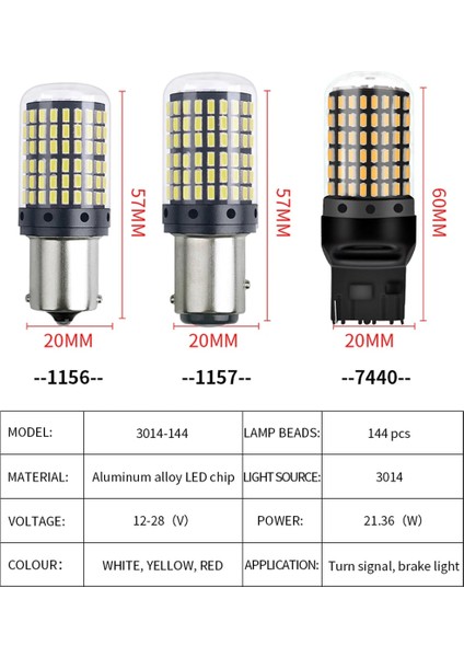 Beyaz Stil 1156 BAU15S PY21W Baw BAU15S PY21W BAY15D P215W W21W Canbus Hata Yok LED Fren Stop Lambası Ampul Dönüş Sinyali Lambası Dc 12V (Yurt Dışından)