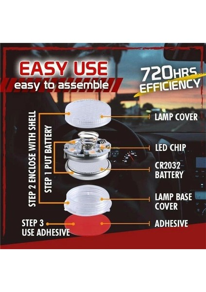 1 Adet Mavi 1 Adet Tek Tuşla Taşınabilir Kendinden Yapışkanlı Ev Araba LED Dokunmatik Sensörlü Işık Yeni Mini Araba LED Dokunmatik Sensörlü Işık Küçük Taşınabilir Lamba (Yurt Dışından)
