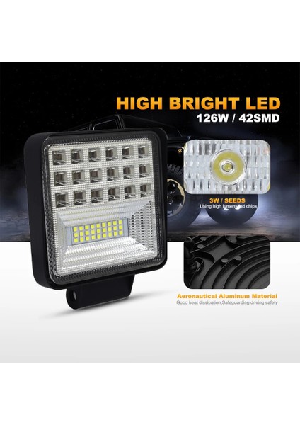 1 Adet 72W Sarı Stil Nlpearl 4 '' 72W 126W Combo LED Çalışma Lambası Kamyon Off Road Traktör Suv 4x4 Atv Araba Spot Işın LED Sürüş Sis Işık Çubuğu 12V 24V (Yurt Dışından)