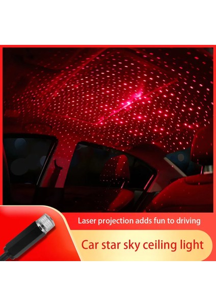 Kırmızı Işık Araba Tavan Projeksiyon Işığı USB Taşınabilir Ayarlanabilir LED Atmosfer Işığı Iç Tavan Projektörü Kırmızımavi Işık (Yurt Dışından)
