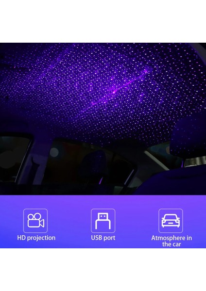 Kırmızı Işık Araba Tavan Projeksiyon Işığı USB Taşınabilir Ayarlanabilir LED Atmosfer Işığı Iç Tavan Projektörü Kırmızımavi Işık (Yurt Dışından)
