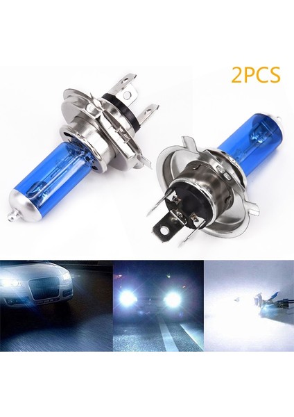2x Araba H4 Işık 100W 6000K Araba Xenon Gaz Halojen Far Far Lambası Ampulleri Alüminyum Alaşımlı Taban Mavi Kabuk (Yurt Dışından)