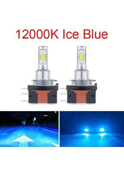 H15 Stili 12000K Mavi Renk 2 Adet Yükseltilmiş LED Araba Farları Oto Ampuller H7 H4 H15 Gündüz Çalışan Işık ile Uzun Far Sis Ampul Mini Headlamk 6000K (Yurt Dışından)