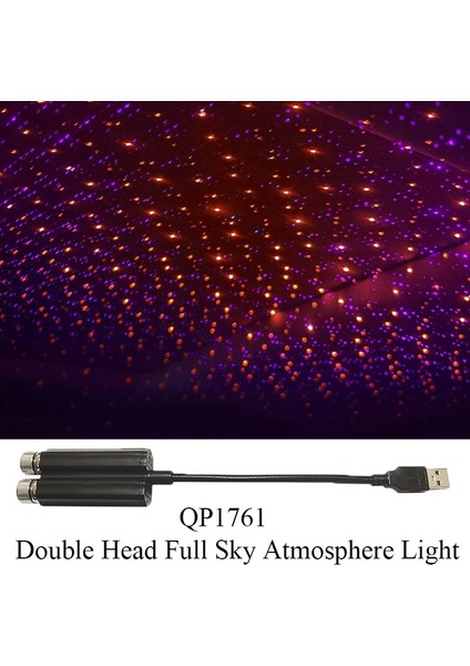 QP1761 Araba Çatı Yıldız Işığı Iç LED Yıldızlı Lazer Atmosfer Ortam Projektörü USB Oto Dekorasyon Gece Ev Dekorasyonu Galaxy Işıkları (Yurt Dışından)