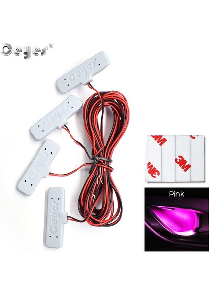 Pembe Araba Iç Kapı Kolu Kase Karşılama Atmosferi Işığı LED Güvenlik Uyarı Sinyali Lambası Şerit Oto Dekoratif Ortam Işıkları (Yurt Dışından)