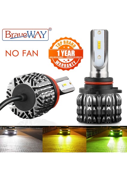 Xiyu Shop H11 Stili Sarı Braveway Fansız Lm 12 V Araba Motosiklet Için LED Ampuller H4 H7 H1 H3 H8 H11 Hb3 Hb H27 Sis Lambaları H3 LED Far Oto (Yurt Dışından)